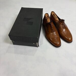 Santoni Italy Oxford Leather Dress Shoes 10.5D Brown Wingtip Nubuck Side Panels